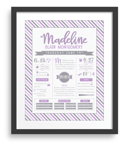 Black Frame / Purple & Gray Print