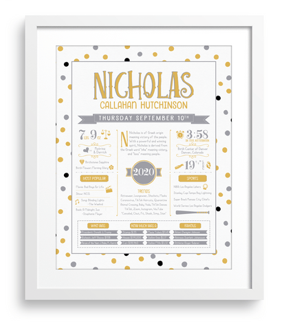 White Frame / Gold & Gray Print