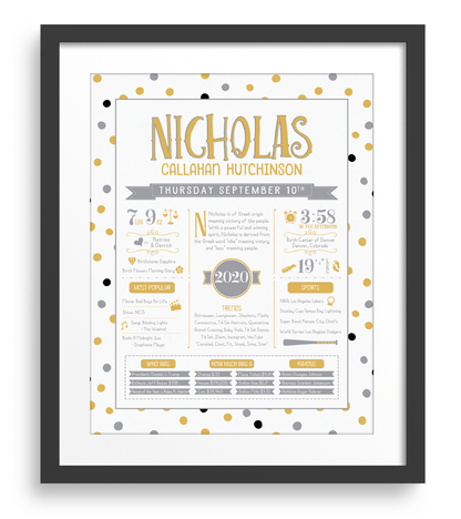 Black Frame / Gold & Gray Print